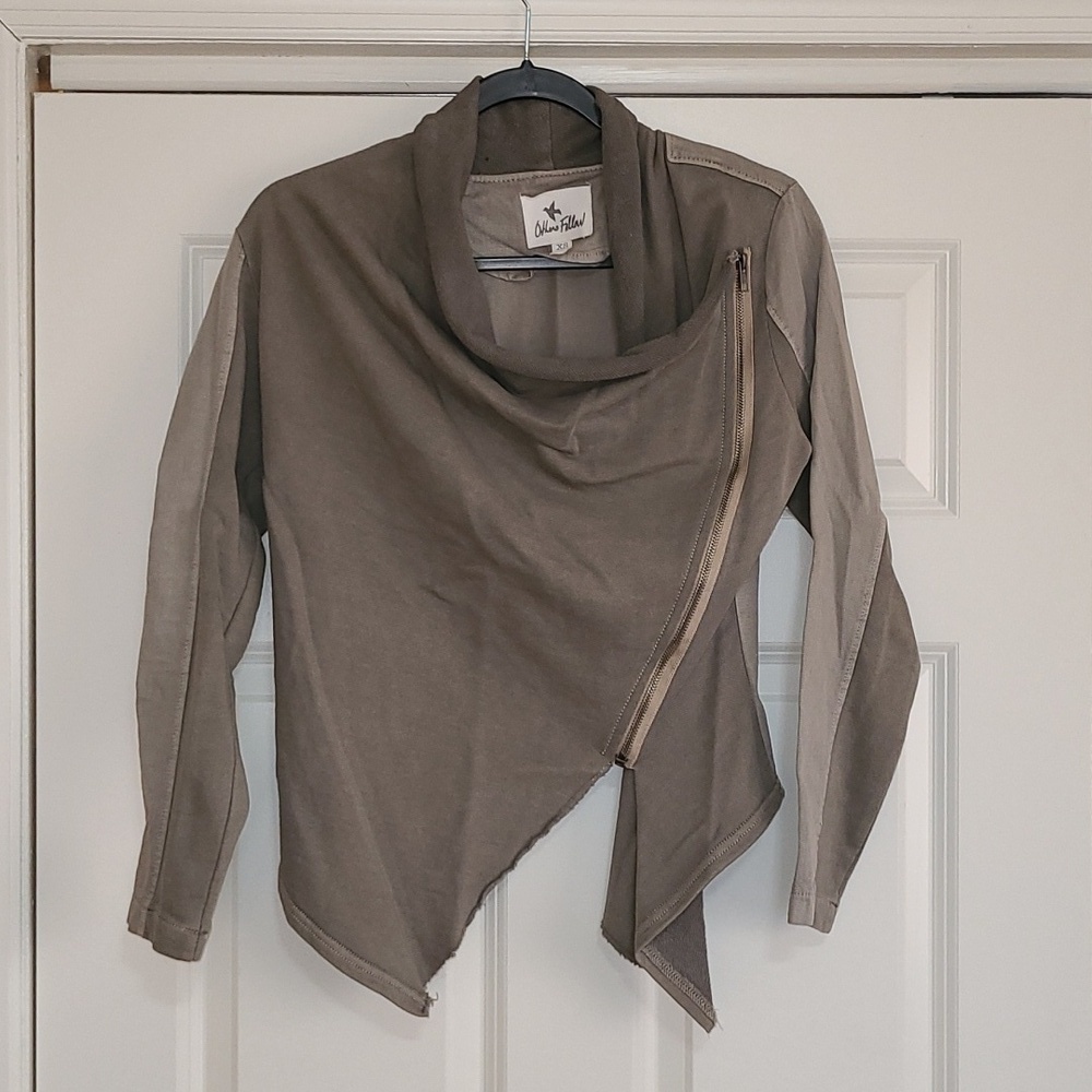 Others Follow Army Green Canvas & Knit Full-Zip Jacket - Size XS